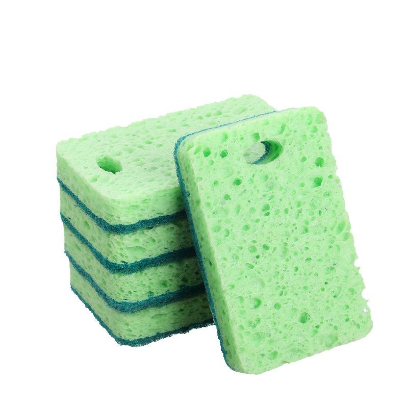 Wood pulp sponge dishwashing sponge wipe block double-sided hanging kitchen cleaning wood pulp cotton scouring cloth absorbent rag