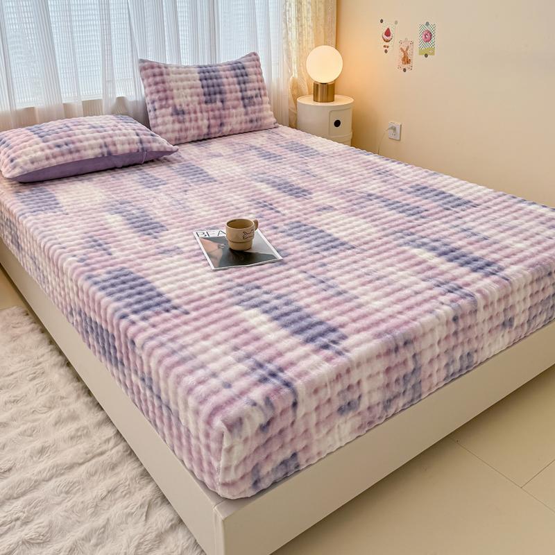 Plush Bedsheet Warm Fitted Sheet Soft Bed Linen for Winter Home Sheets Non-slip Bed Cover sabanas para cama (No Pillowcase)