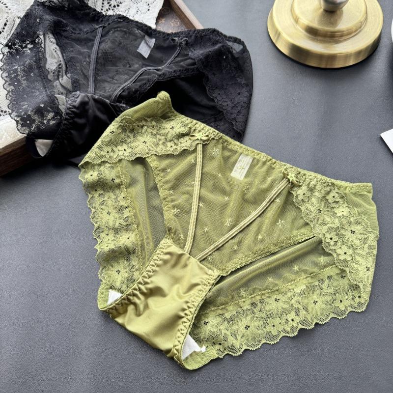 Ladies Spring and Summer Sexy High Slit Mesh Lace Panties