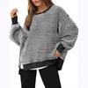 Multi-color Striped Round Neck Casual Sweatshirt