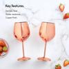 Stainless Steel Stemmed Wine Glasses, Shatter Proof Copper Coated Unbreakable Wine Glass Goblets,Premium Gift for Men