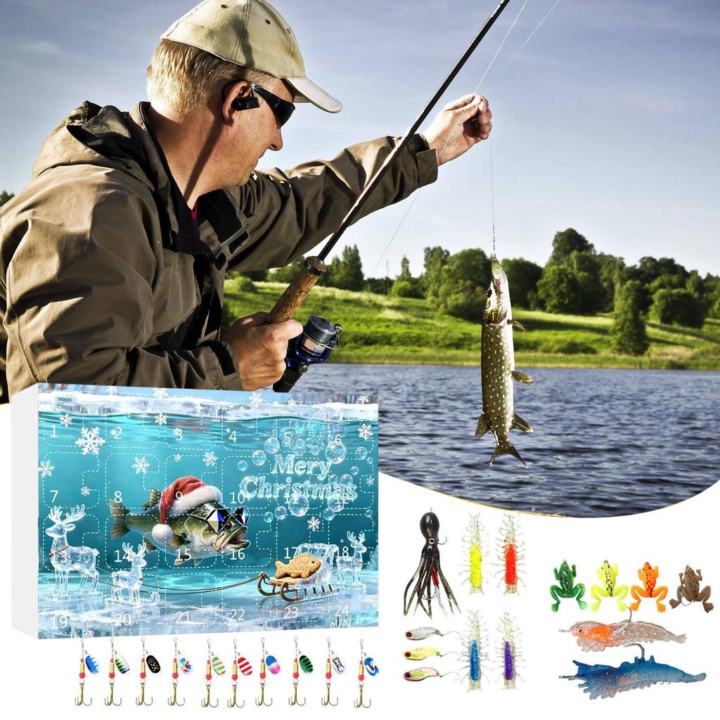 Advent Fishing Lure Calendar Saltwater Angling Tackles Countdown Calendar Fishing Lures For Fisherman Friends Men Teens Adults