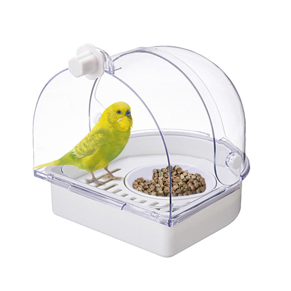 Parakeet Bath Shower Bathtub Bowl Splashproof Transparent Parrot Bath For Cage For Indoor Window Cockatiel Conure Canary