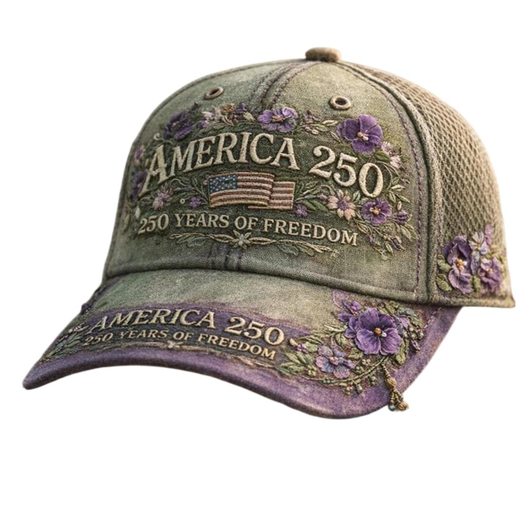 Usa Patriotic Baseball Cap 1776- 250Th Anniversary Vintage Floral Embroidered Unisex Hat For Fourth Of July
