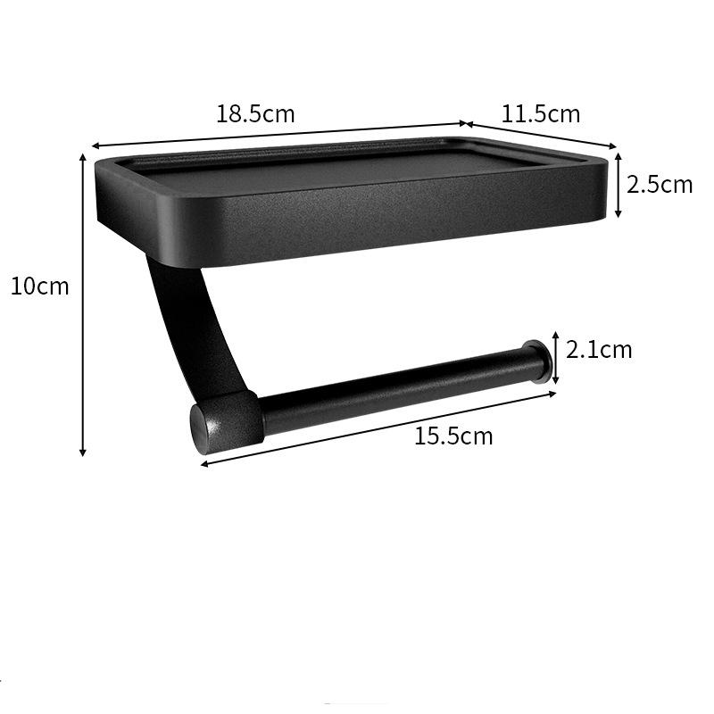 Nagelfreier grauer Toilettenpapierhalter Aluminium Wandmontierter Toilettenpapierrollenhalter Badezimmerzubehör WC Dekor Aufbewahrungsregal