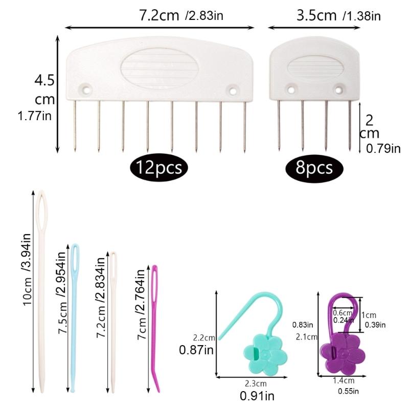 Knit Blocking Comb Set Stitching Markers Blocking Knit Combs Set Large Eye Knitting Needle for Needlework Projects