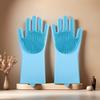 Blue Extra Long Thick Silicone Gloves, Heat & Cut Resistant. 17x16cm, with Lining, for Heavy Duty Cleaning