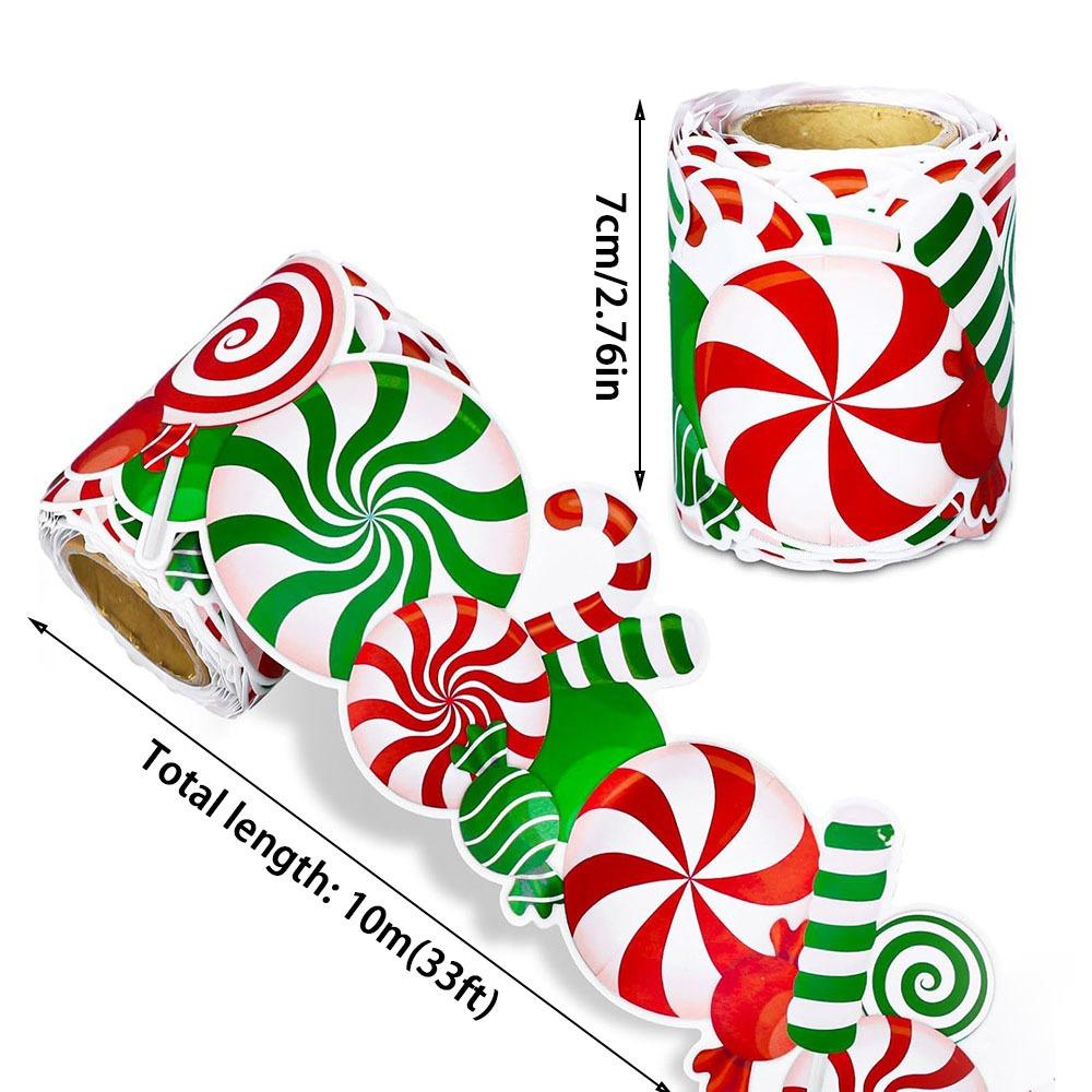 Christmas Candy Border Decorative Sticker Winter Snowflake Christmas Tree Poster Border Stickers Christmas Bells Self-Adhesive