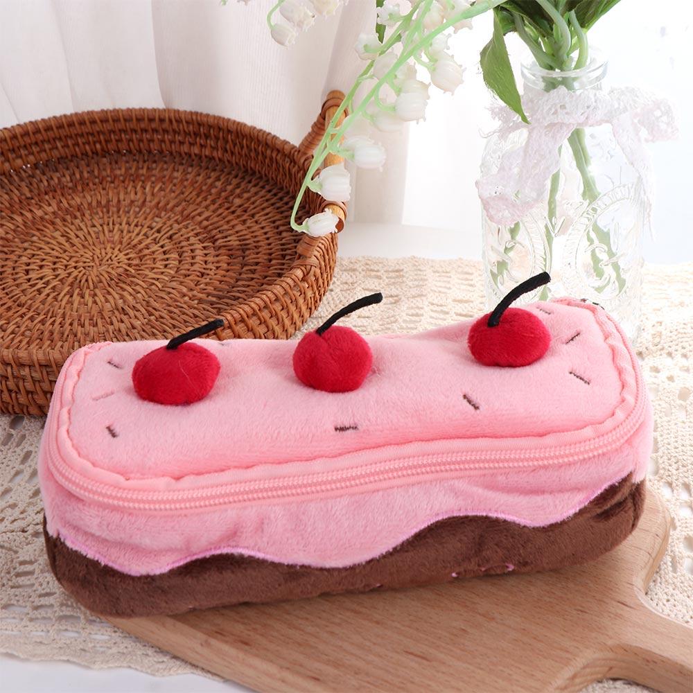 Cosmetic Bags Plush Pen Bag Cherry Cake Pencil Pouch Fashion Stationery Bag Stationery Box