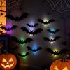 Wiederverwendbare Filz-Wandakzente Halloween 3D Leuchtende Fledermaus-Dekoration, Abnehmbare Fledermaus-Aufkleber, Verschiedene Saisonale Atmosphäre-Accessoires Größe, LED-Leuchtende Haftsticker