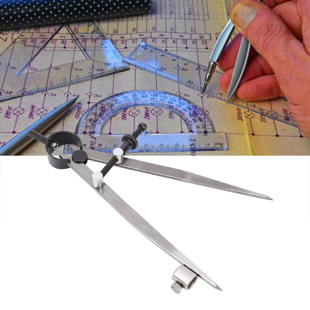6 Inch Leather   Creaser with Pencil Holder   Spacing Spring Wing Divider Caliper for Woodworking Drafting