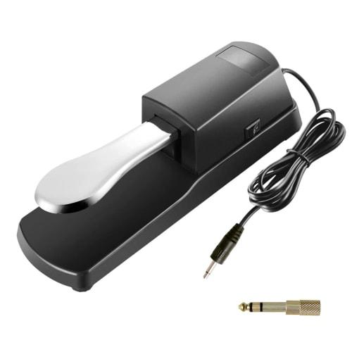 Longeye Digital Piano Damper Pedal, Foot Pedal, Sustain Pedal, Polarity Switchable, 3.5mm to 6.35mm Adapter Included