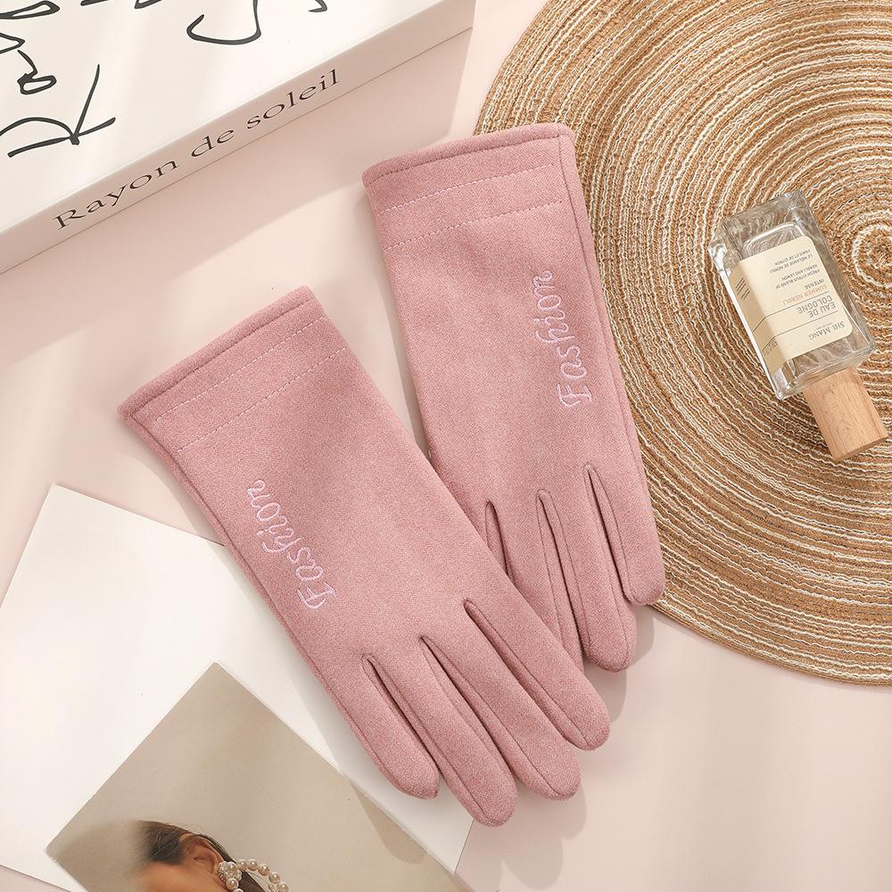 Warm Gloves for Women In Winter Thickened Fabric Cycling Hair Mouth Cold Proof Outdoor Windproof Heat Storage Touch Screen Warm Gloves