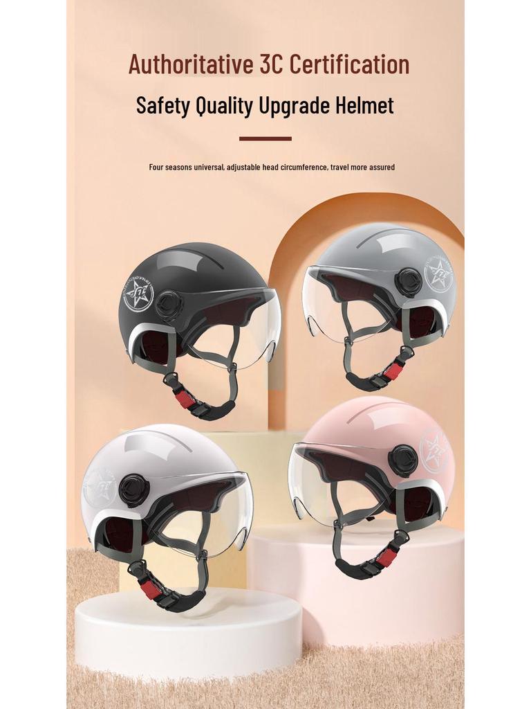 Golden Bell 3C Certified Unisex Electric Vehicle & Motorcycle Half Helmet with Sunscreen Protection