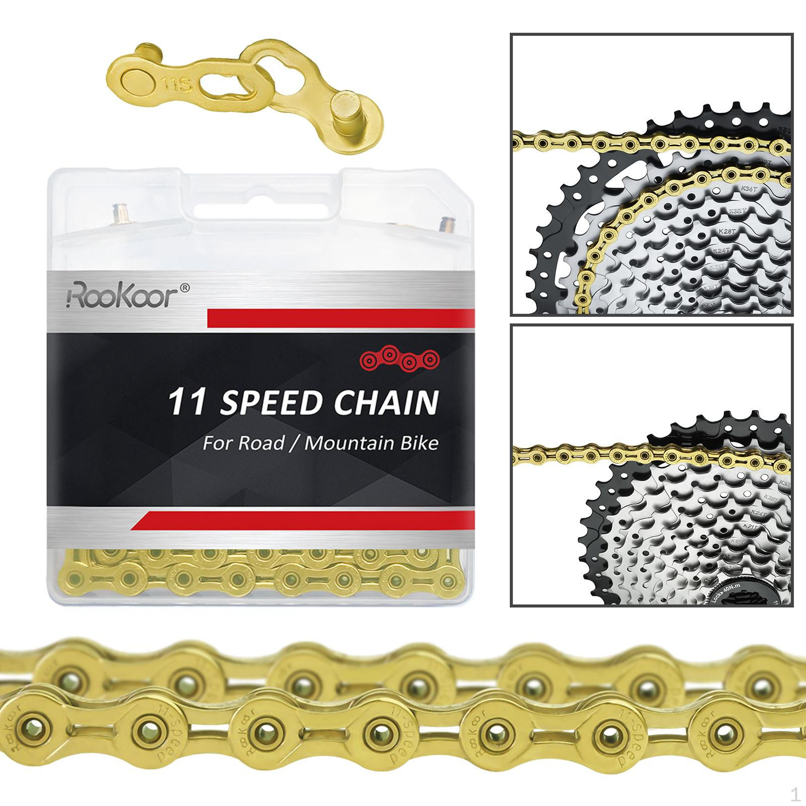 

11 Speed Bicycle Chain 116 Links Biking Practical Riding Road Bike Bicycling High Strength золотой
