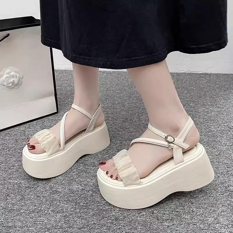Fashion Fashion Woman Gladiator Sandals Ladies Wedge Shoes Female Belt Buckle Platform Shoes Women Intersect Straps Thick Bottom Sandals