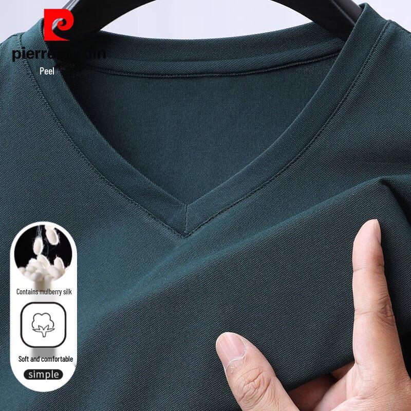 Pierre Cardin Men s V-Neck Long Sleeve Silk-Blend T-Shirt 2XL