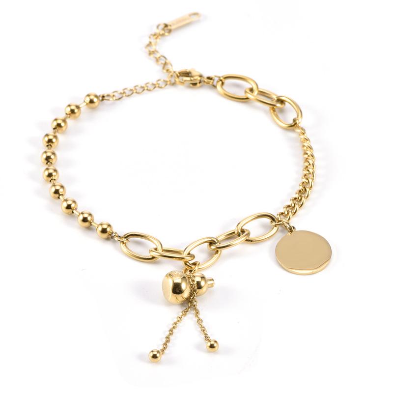 Women's Titanium Steel K Gold Korean Smiley Face Bracelet Bangle
