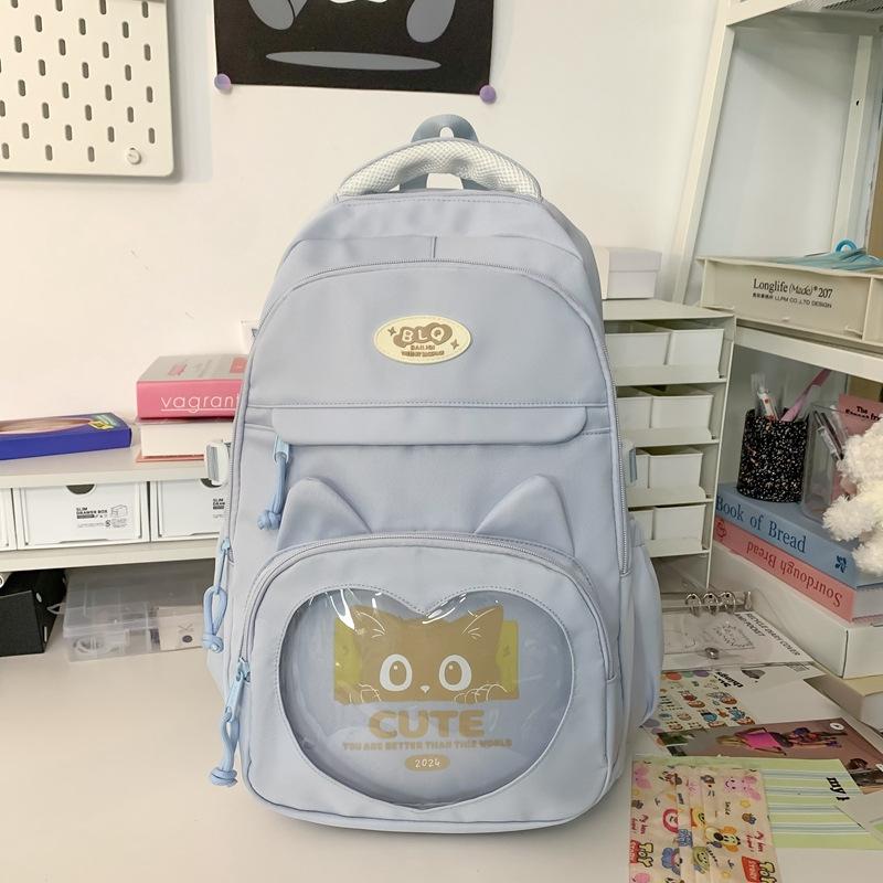Solid Color Middle School Student Schoolbag Girls Cute Large Capacity Backpack Women Travel Backpack