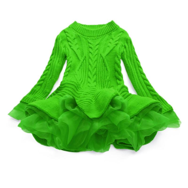 

Детское зимнее вязаное платье с длинным рукавом для девочек 3-10 лет 120