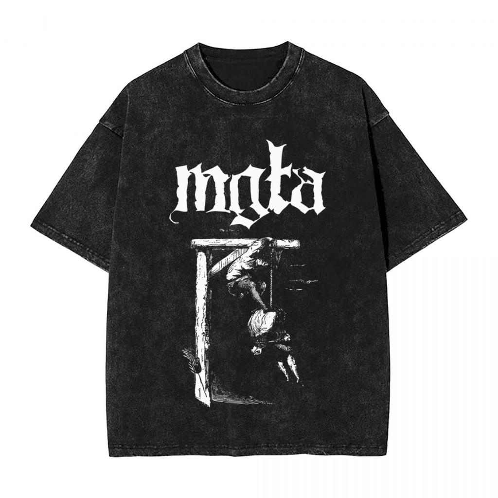Mgla Muzyka Kobieta Mężczyzna Bawełna Prana Hot stamping Nadruk Koszulka Mgta Harajuku Bawełniana Koszulka Męska Letnia z Krótkim Rękawem T-shirty