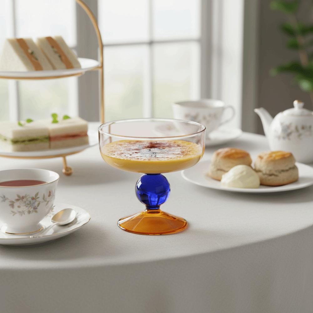Heat-resistant Glass Ice Cream Bowl High Feet Fruit Salad Bowl Exquisite Yogurt Cup Breakfast