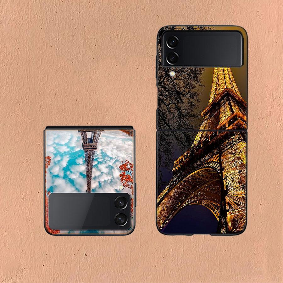 Eiffel Tower Art Phone Case For Samsung Z Flip 6 7 5G Galaxy Z Flip 5 4 3 5G Cases Shockproof Hard Cover TPU