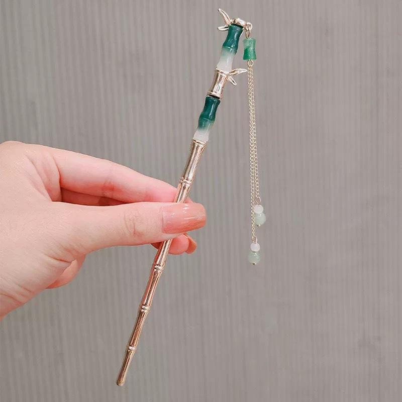 Exquisite Pfirsichblüten Quaste Haarnadel für Hanfu Hochsteckfrisur