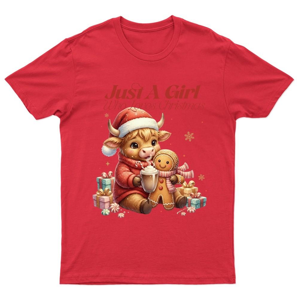 

Just A Girl Who TShirt Unisex Gift Retro Seasonal Funny Xmas Santa Womens c Unisex T-Shirt XL