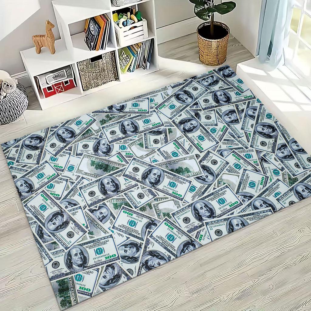 3D Personality Money USD Euro RICH Pattern Rug for Bedroom Living Room Sofa Home Doormat Decor,Large Kid Play Non-slip Floor Mat