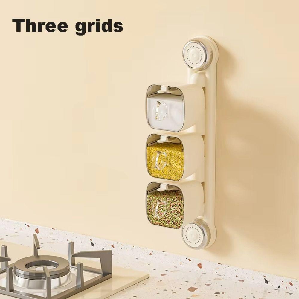Veggmontert krydderbeholder uten hull Roterende krydderkrukke Krydderoppbevaringshylle Sukker