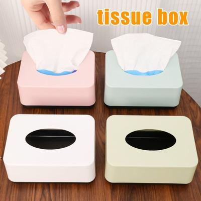 Plastic Tissue Box Solid Color Paper Towel Box New Tissue Case  Home Use