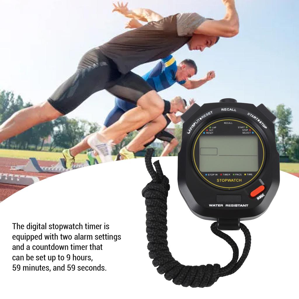 Electronic Digital Sport Stopwatch Timer Date Time Display 2 Alarms Metronome Function for Fitness Referee Digital Stopwatch