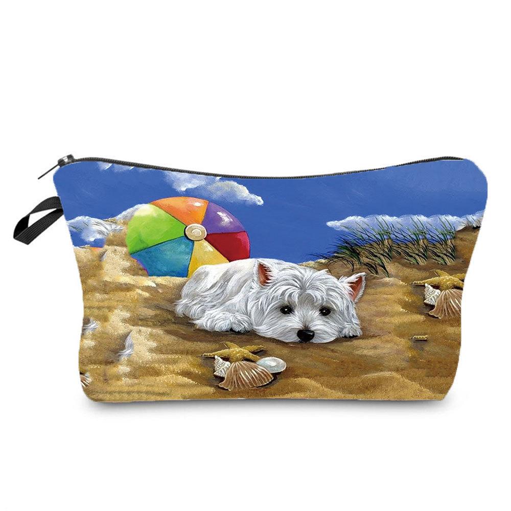 Women Dog Print Cosmetic Bag Toiletries Organize Travel Storage Case 6773