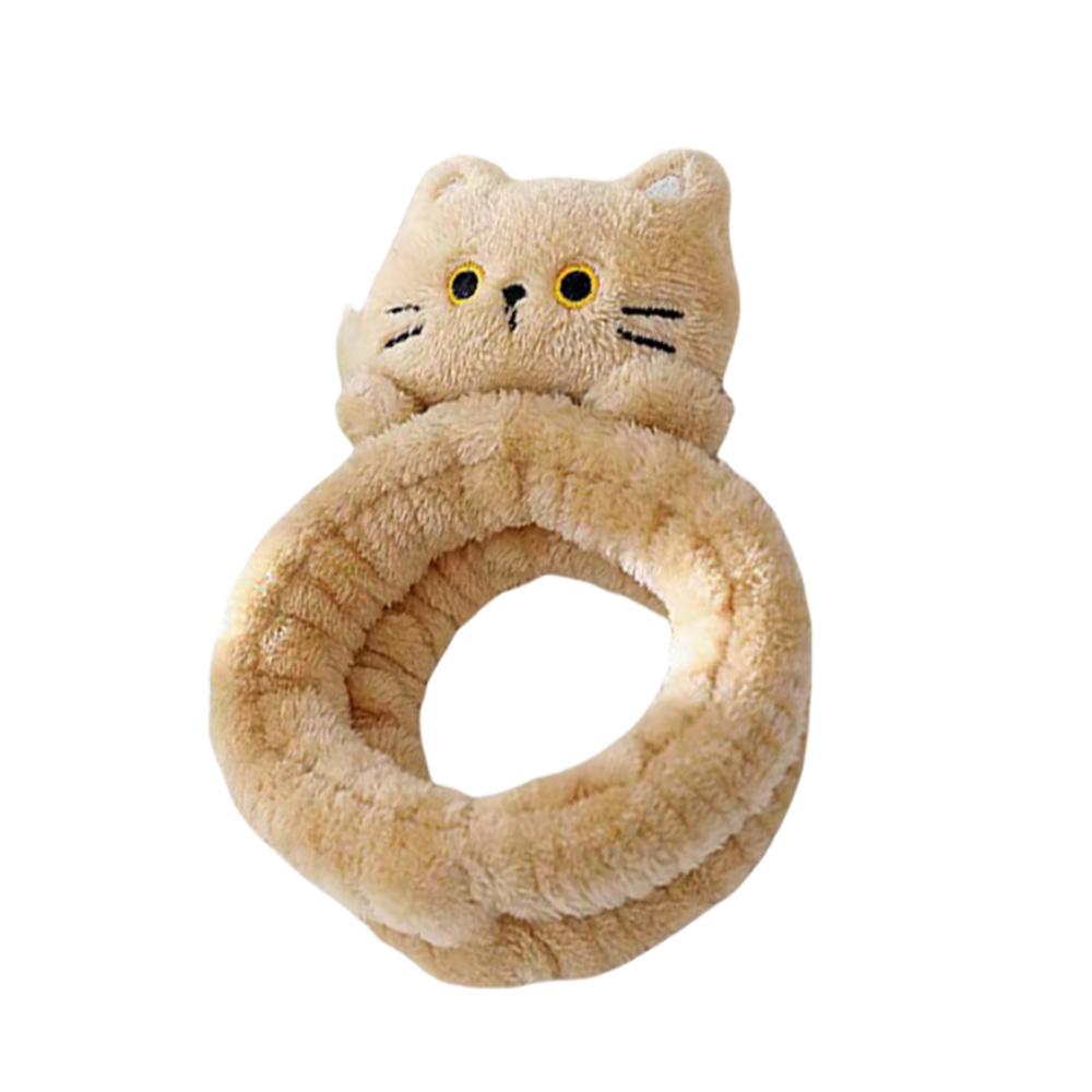 Cute Coral Fleece Head Bands Elastic Cartoon Cat Makeup Wash Face Hairbands Soft Traceless Facial Spa Headwear Hair Accessories