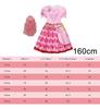Girls' 4-piece Costume Set, Pink Dress With Pink Wig, Hall