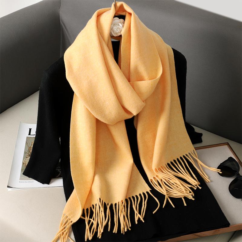 Nytt 62 farger Vinterskjerf for kvinner Langt Varmt Kasjmirskjerf Hijab Ensfarget Dame Sjal Wrap Kvinnelig Pashmina Bandana Hodeskjerf