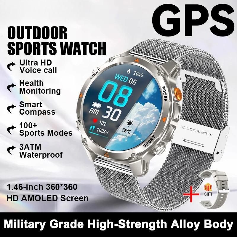 New Military Outdoor GPS Positioning SmartWatch Men Run RIDE Fitness GPS Tracer 10ATM/IP69 Compass HD call Sports Watch bracelet