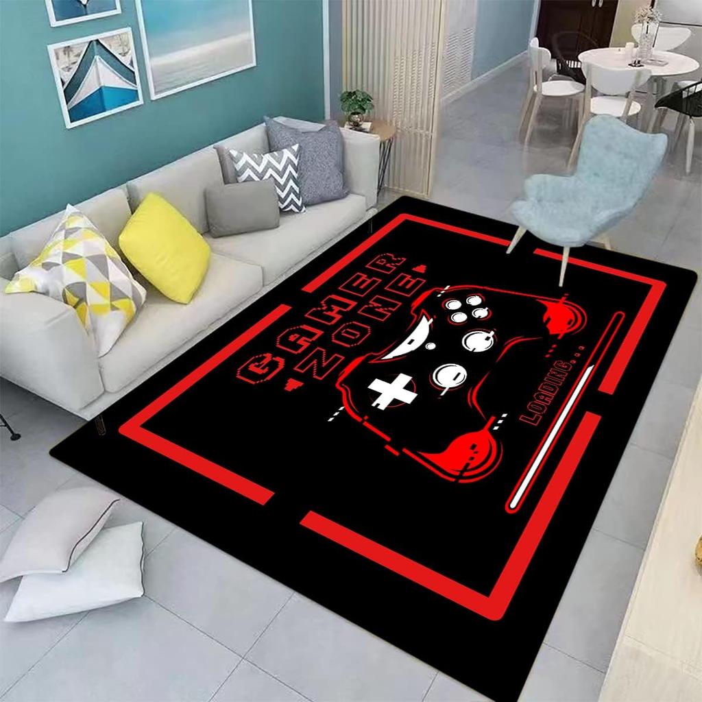 Modern Cartoon Video Game Controller Printed Carpet for Living Room Gamer Gaming Floor Mat Bedroom Bedside Sofa Table Area Rug