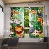 2PC Cartoon Jungle Animal Sheer Curtains - Kids Safari Themed Print Window Drapes for Children's Room Bedroom Decor