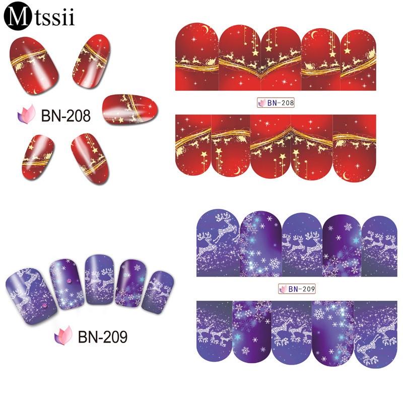 Mtssii 3D 12 Sheets/setWinter Snowflake Full Wraps Water Transfer Nail Art Sticker Manicure Decal
