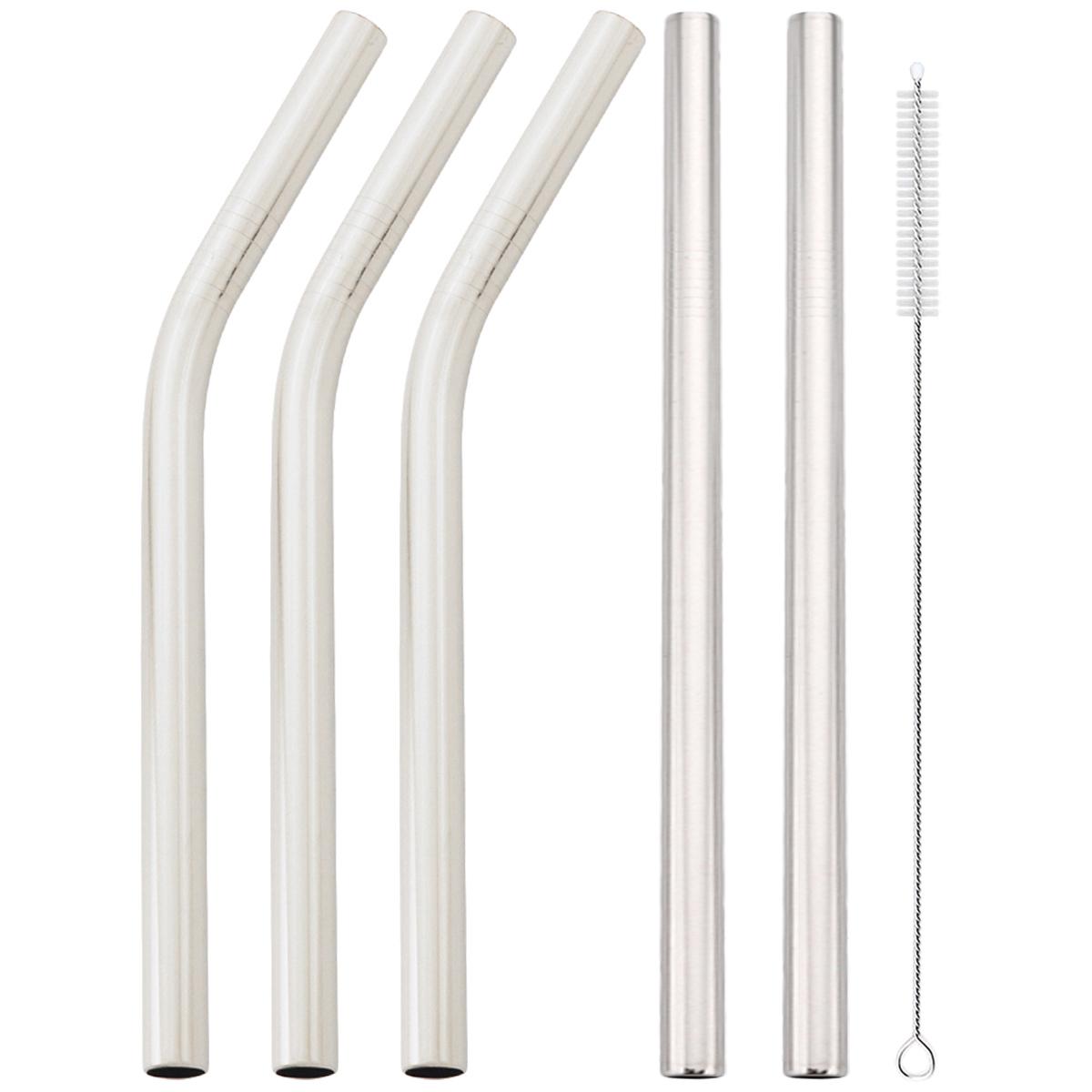 

5pcs Wide 12mm Stainless Steel Straw Fruit Juice Milkshake Cocktail Straw Pearl Milk Tea Drinking Straw Set Home Bar Accessories серебряный