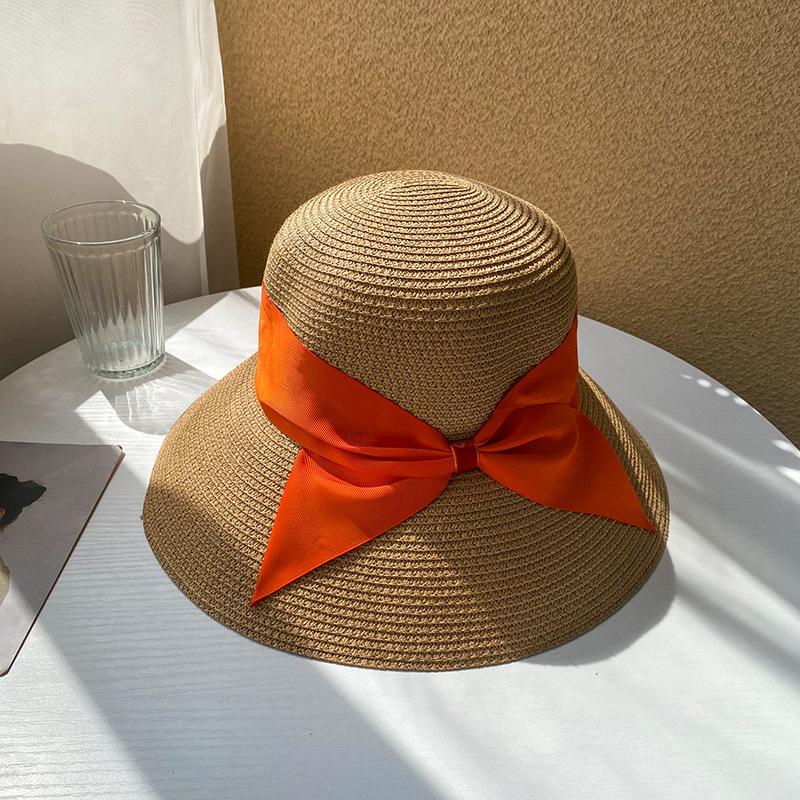 Hat Style Versatile Straw Woven Sweet Bow Sunscreen  Hatscaps Fishermen