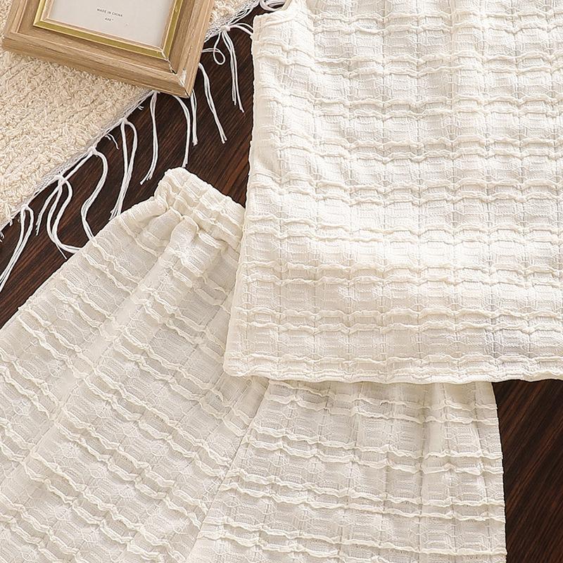 Mädchen 7-12J Anzug Kurzarm Kinder Sommer Neu Kurzarm Anzug Süße Spitze Ärmellose Weste + Top Shorts 2-teiliges Set