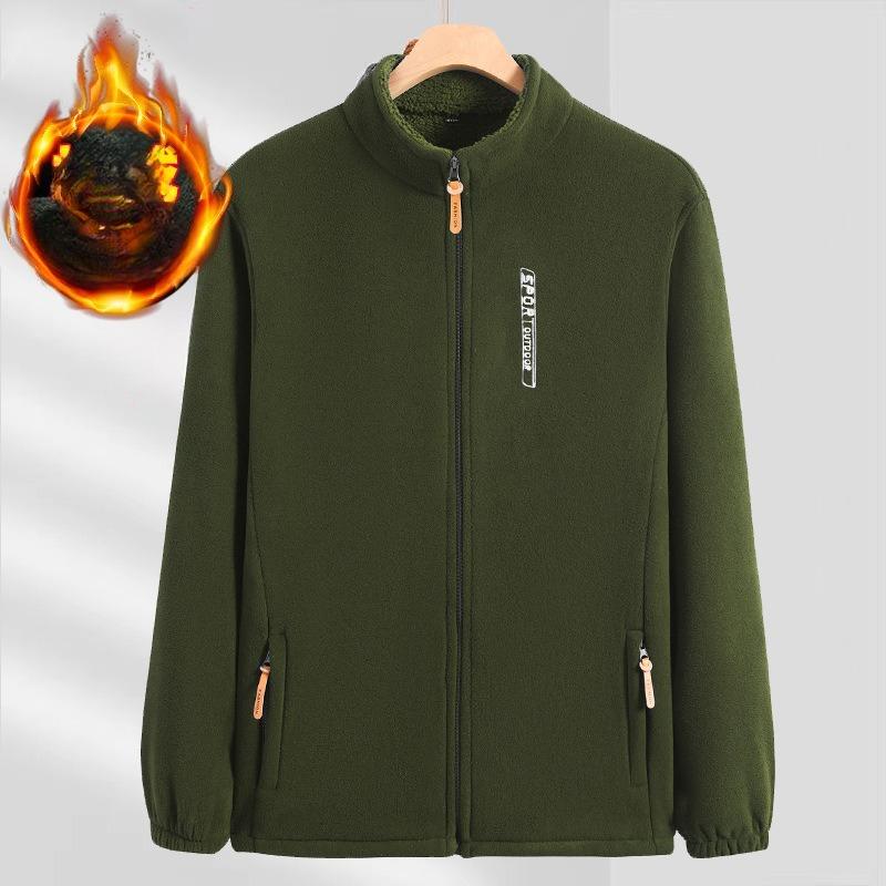 

Толстый бархатный свитер для активного отдыха, мужская теплая одежда, осенне-зимняя куртка, свободный флисовый кардиган большого размера 2XL зелёный