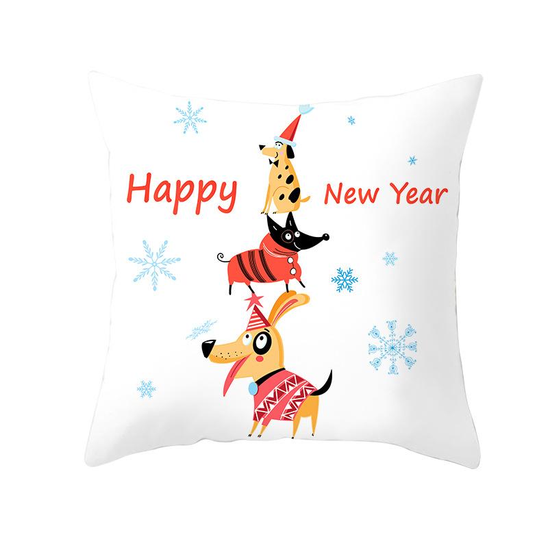 Cartoon Christmas Peach Skin Pillow Cover New Sofa Cushion Cover Square Cushion Pillow Cover