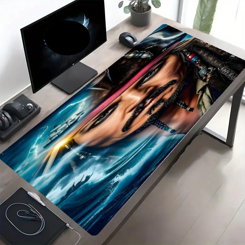 Captain Jack Sparrow Print Mouse Pad, Anti‑Slip Desktop keyboard Mat, for PC Laptop Gaming Working Daily Use, Cool Festival Birthday Gift