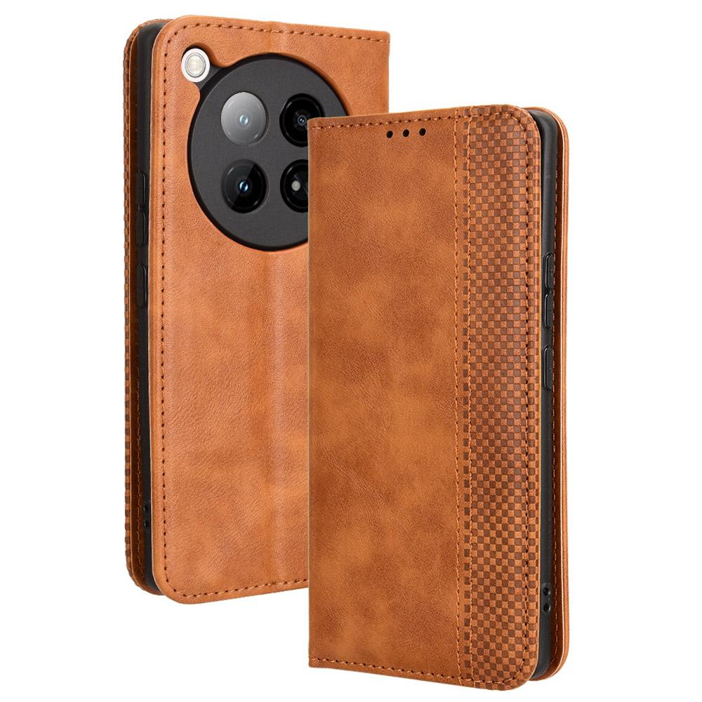 

For Infinix Zero 40 4G X6860 Leather Case Wallet Stand Retro Texture Phone Cover Brown