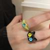"Funny Black Cat Cartoon Ring - Big Eyes, Cute Gift for Girlfriends & Couples"