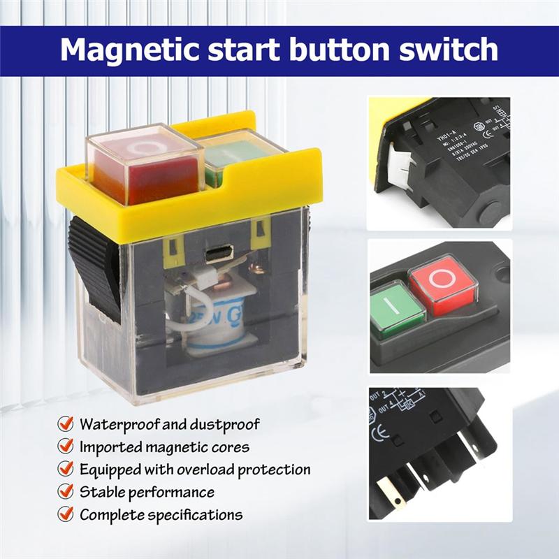 2025 Trend Kjd6 5E4 250V 6A Universal Safety Switch Electromagnetic Waterproof, Against Power Outage Tool Switch, Start Button